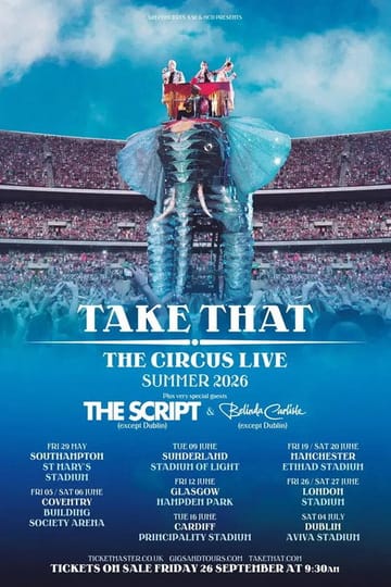 Дивитися фільм Take That live from Etihad Stadium 2026 онлайн